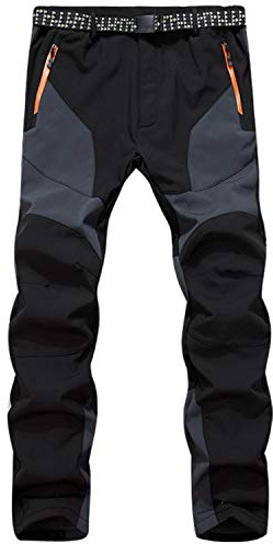 SUKUTU Hommes Outdoor Softshell Randonnée Pantalon Épaississement Pantalon en Molleton Chaud Imperméable Coupe-Vent Neige Ski Sport Pantalon Long