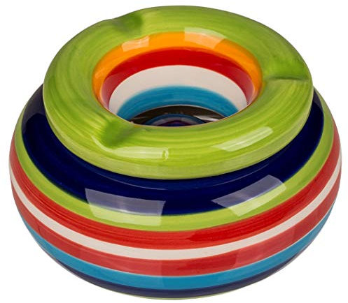 TFG Bunter Aschenbecher Sturmaschenbecher Windaschenbecher Keramik »Stripes« 11·6cm Grün