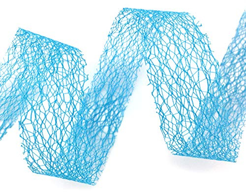 finemark 20 m x 38 mm Netzband LEA TÜRKIS (72) Floristikband Schleifenband Geschenkband Dekoband Deko Gitter dekoratives Floristik Band zum Basteln Dekorieren ohne Draht