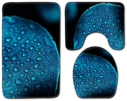 Claean-Acces-Home Wc Deckelbezug 3 Stück Nordic 3D Leaf Badezimmer Badematte Teppich Teppich Sets Toilette Duschraum Teppiche Flanell Anti Slip-No-4_45X75Cm 3Pcs