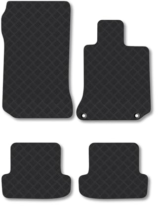 Rubber Car Mats Compatible with Mercedes C-Class (2007-2015) [W204] [Manual] [Saloon/Estate] Tailored Fit Car Floor Mats Set Accessory Custom Fit Anti-Slip Backing Heavy-Duty Waterproof Easy-Clean