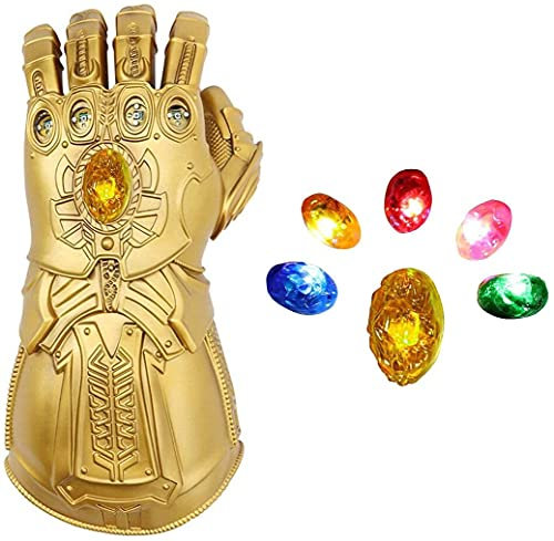 Infinity Gauntlet Thanos Gloves LED Light Up Removable Gemstone Cosplay Halloween Prop PVC Adults (Adults)