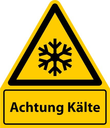Aufkleber Warnung „Achtung Kälte“ Kombi Folie signalgelb ähnl. ISO 7010 W010 | Größen wählbar Made in Germany, Größen Name: 210x245 mm