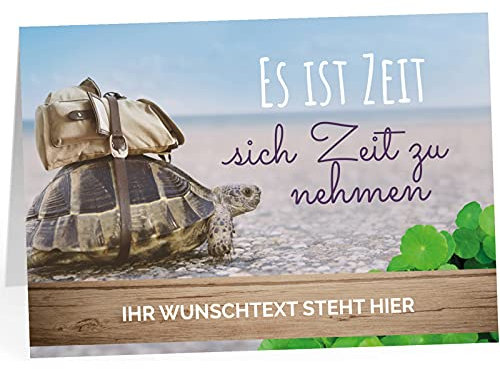XXL Abschiedskarte PERSONALISIERT (A4) - Motiv Schildkröte 2 - große Klappkarte für Kollegen mit Umschlag zur Rente Ruhestand Pension Kündigung