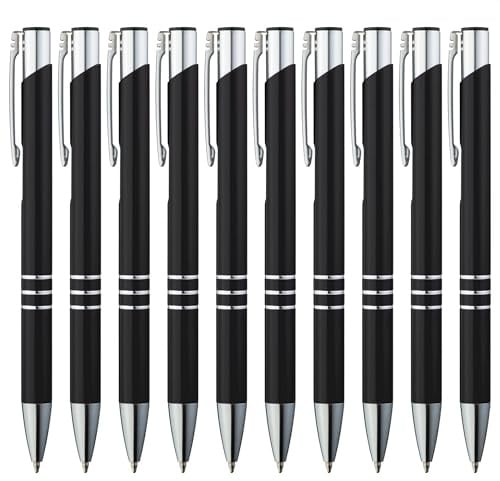 GIMEI® Metall Kugelschreiber 50 Stück | Premium Set Hochwertig für Einfaches & Weiches Schreiben | Blauschreibender Kulli Schwarz als Optischer Hingucker