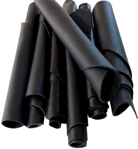 IPEA 1 Kg di Ritagli di Vera Pelle in Dimensioni Casuali Colore Nero – Scampoli con Forme Varie – Made in Italy – Resti di Cuoio Premium da Produzione Artigianale – Pezzi Ritagliati Neri