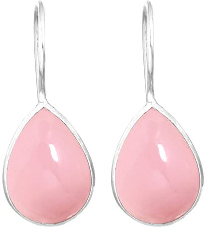 Jeweloporium Rosa Rosenquarz 925 Sterling Silber Ohrring für Frauen Edelstein Tropfen Baumeln Cocktail Sílbern Ohrring Halloween Geschenk viktorianisch Schmuck