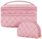 NUBILY Kosmetiktasche Damen Make up Tasche Doppelschicht Kulturtasche Groß wasserdichte Kulturbeutel Reise Schminktasche Mädchen 2 Stücke Rosa