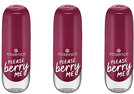 essence gel nail colour, Gellack, Nagellack, Nr. 20 PLEASE berry ME, violett, Expressergebnis, langanhaltend, farbintensiv, gelig, glänzend, ohne Aceton, vegan, 3er Pack (3 x 8ml)