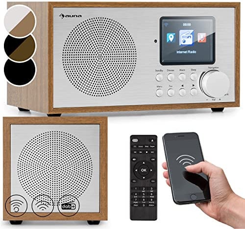 Auna Radio, Tragbares Internetradio, DAB mit Bluetooth, DAB/DAB+/FM mit Stereo-Lautsprecher, Küchenradio mit HCC Display, Digitalradio Klein, DAB Plus Radio mit Fernbedienung