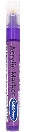 SolaDirect Metallic Violet Permanent Marker Pen, Bullet Tip 2.5 mm Point, Acrylic Paint Based, Multi-Surface, Work on Stone, Wood, Leather, Fabric, Plastic, Rubber, Glass, Cardboard