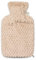 Premium Wärmflasche 2 Liter Naturgummi mit softem Kunstfell Bezug mit Reißverschluss, Bettflasche, Wärmeflasche - - neues Modell (Beige)