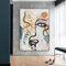 Zhaoyang Art Rétro Matisse Graffiti abstrait visage humain mur Art toile peinture photo pour salon nordique décor à la maison 65x115cm/26x45in avec cadre
