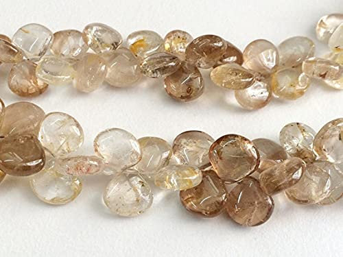 LKBEADS 1 Strand Natural Imperial az Plain Heart Beads, Golden Champagne az, az Necklace, 10-13mm 8 Long
