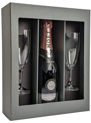 Champagne 75cl & Flutes Gift Set - Sparkling Brut Champagne Gift - Birthday, Valentines, Champagne Lovers, Wedding Present (Rosé Impérial Platinum Jubilee Champagne 75cl)