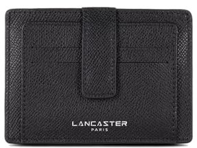Lancaster | Delphino Lucas - Porte-Cartes Refente de Cuir de Vachette Grainé Noir