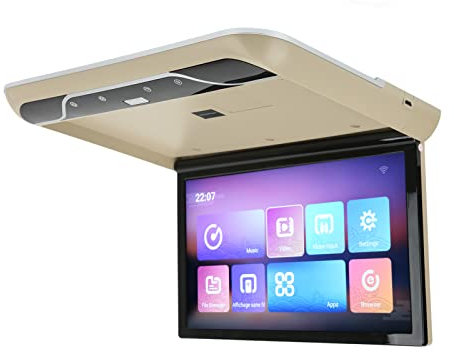 Aramox Car Roof Player, 19 Pollici Auto Android 9.0 Monitor da Soffitto Operazione Touch Screen Multifunzione Car Hd Tv Monitor da Soffitto Lettore di Intrattenimento (Beige)