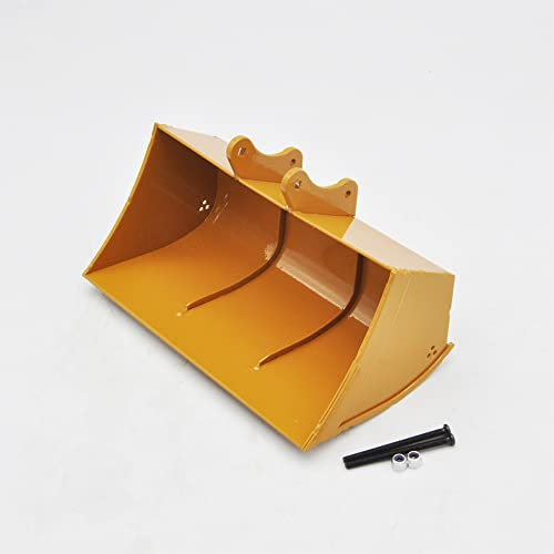 PALUMMA Seau d'excavatrice en métal pour Huina 580/550/592/593/594 - Accessoire de pelle à excavatrice - Pièces de mise à niveau - Simulation - Jaune - Fer