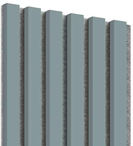KLEMP Wandpaneele – Lamellenleisten aus MDF auf Filz 30x275 cm, Wandverkleidung zur Montage mit Kleber oder Klebeband auf schwarzem Untergrund Skandinavisches Grau