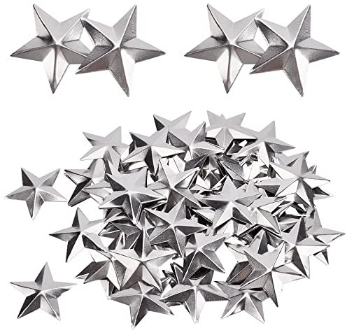 GORGECRAFT 100PCS 1.5 Estrellas de Metal Galvanizado Estrella Rústica Vintage Estrellas Primitivas de Plata Estrella de Árbol de Navidad Tridimensional para Colgar En la Pared Decoración de Corona