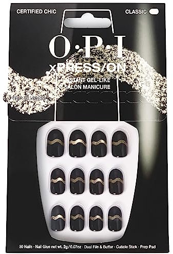 OPI xPRESS/ON - Certified Chic - 30 Faux ongles réutilisables, effet gel - Jusqu'à 14 jours de tenue