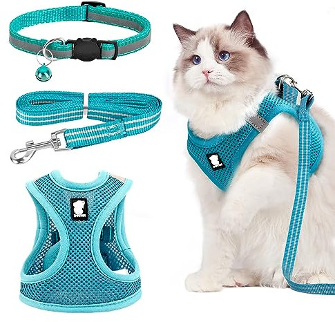 JETOP Katzengeschirr mit Leine Ausbruchsicher, Verstellbar Katzengeschirr Ausbruchsicher mit Katzenleine 1.35 m, Weiche Katzengeschirr für Katzen, kleine Hunde und Kaninchen (S)