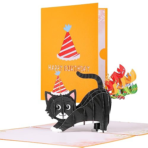 Pop Up Geburtstagskarten, 3D Geburtstagskarte für Katzenliebhaber, Lustige Katze Geburtstagskarte, Happy Birthday Karte 3D Pop Up Karten für Männer Women Mutter Kinder Schwester Sohn Mädchen