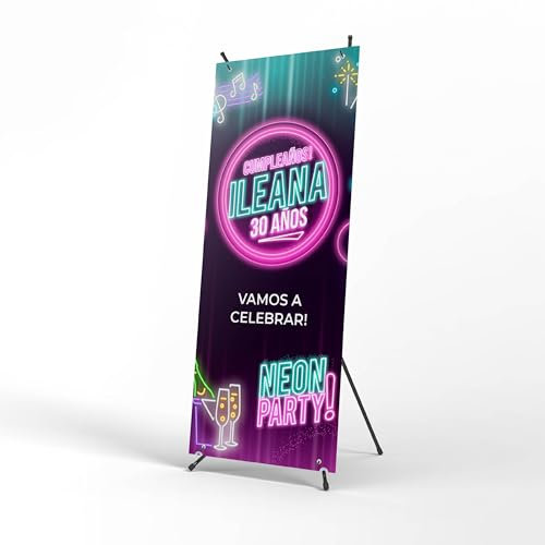 Cartel Personalizado Cumpleaños - Photocall con Estructura Decoración Cumpleaños 180x70cm - Personalizable con Nombre y Edad - Pancarta Personalizada de Cumpleaños Feliz