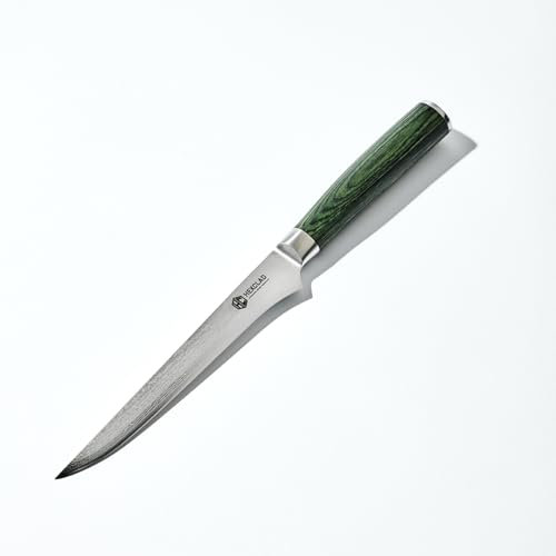 HexClad Ausbeinmesser, 15,2 cm japanische Damast-Edelstahlklinge, Vollzapfen-Konstruktion, Pakkawood-Griff