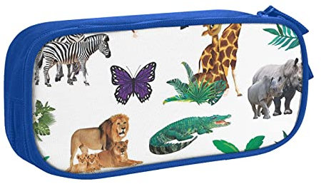 Cartoon Zoo Wild Jungle Animals Federmäppchen, Große Kapazität Federmäppchen Federmäppchen Beutel Stifthalter für Mädchen und Jungen, farbe, 5.0cm*10.5cm*20.5cm, federmäppchen