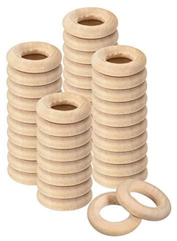 QUARKZMAN 50 Stück 20mm(0.8) Holzringe zum Basteln, Makramee Ringe 5mm Dick Glatt Unfertig Hölzerne Kreise für DIY Handwerk Ring Anhänger Schmuck Machen Spielzeug, Holzkranz, Bastelring