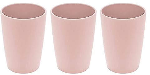 Magu 3er Set Natur-Design Trinkbecher Rosa ca. 310 ml aus einem Polymer aus natürlichen Materialien Mehrwegbecher Partybecher