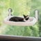 MEWOOFUN Katzen Hängematte Fenster 54x30cm katzenbett Fenster Wendbare Matte - Katzen Fensterliege mit Aktualisierung stark Saugnäpfe bis zu 18kg (Beige, M-mit Bett)