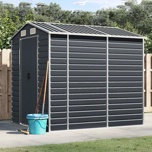 GuyAna Gerätehaus Anthrazit 191x215x198 cm Verzinkter Stahl Fahrradgarage Metall Gartenschrank