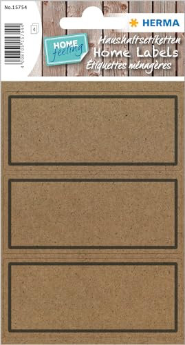 HERMA 15754 Vielzweck-Etiketten aus Graspapier, 4 Blatt, 82 x 36 mm, 3 Stück pro Bogen, 12 Aufkleber, selbstklebend, Haushaltsetiketten zum Beschriften, Klebeetiketten aus Silphie-Papier, natur-braun