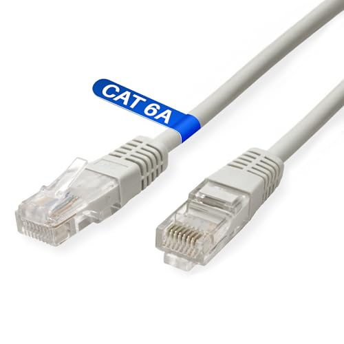 Atlantis Cavo Ethernet Cat 6A UTP 10 m, Cavo LAN di Rete, in Rame. Connettori RJ45 pressofusi.