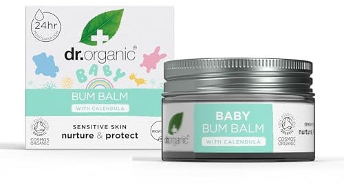 Dr Organic Baby Po-Balsam mit Calendula, Windelausschlag-Creme, Empfindliche Haut, Lanolin, Natürlich, Vegan, Dermatologisch getestet, Tierversuchsfrei, Paraben- & SLS-frei, Zertifiziert Bio, 50ml