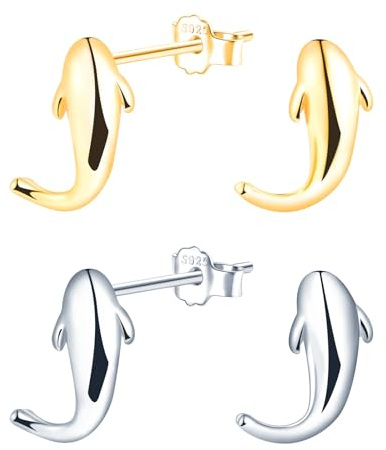 MICMIF Fisch Ohrstecker Damen Ohrringe 925 Sterling Silber Tier Ohrstecker Fische ohrringe Schmuck Ohrringe für Mädchen