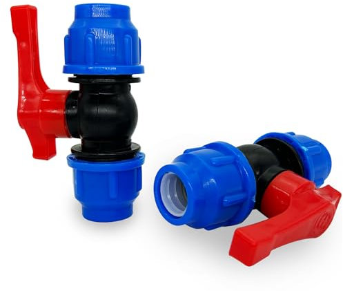 LEPEVNEY Water Pipe Valve 20mm Stop Tap Valve HDPE Water Pipe Compression Ends, 1.2, Pack of 2