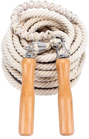 Corde à Sauter pour Enfants, 3 m/118 po Réglable Corde à Sauter en Coton avec Poignées en Bois Corde à Sauter pour L'entraînement Corde à Sauter Fitness pour L'entraînement Physique