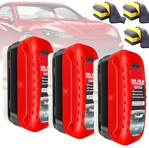 Puissant Brosse De Nettoyage Pare-brise, Film Oléophobe Pour Vitres D'automobiles, Dissolvant de film d'huile pour vitre de voiture - Nettoyant pour pare-brise de, Kit De Nettoyage Essuie-glace (3 PC)