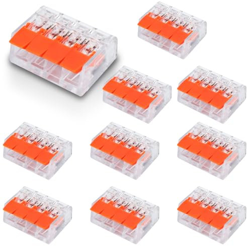 Innfeeltech 10 Piezas Pinza de Conexión Ternimal, 4-Puertos, Paralela, con Palanca, Conectores de Cable con 0,2-4 mm² Abrazadera de Conductor Para Proyectos de Bricolaje