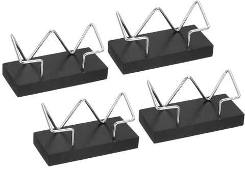 PATIKIL Porte-Cartes De Visite En Bois Pour Bureau, 4 Pcs Porte-Cartes De Visite En Bois Support D’Affichage Pour Bureau Maison Exposition, Noir, Argent