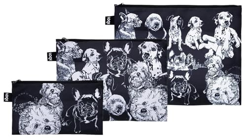 Red Poppy Bee Dogs Recycled Zip Pockets, jet black, Cosmetic case