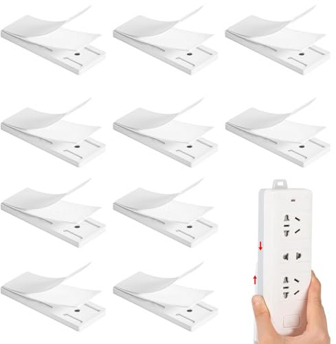 10PCS Self Adhesive Power Strip Holder,Power Strip Holder Sticky Desktop Mobile Punch Free Socket Holder Mobile Desktop Socket Fixer For Kitchen Suitable for Kitchen Home Office and Cable Management