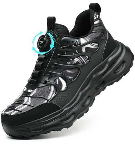 GUDECIUS Chaussures de Sécurité Hommes Femmes Légère Basket de Securite Confortable Respirantes Antidérapante Chaussures de Travail Embout en Acier Noir 40 EU