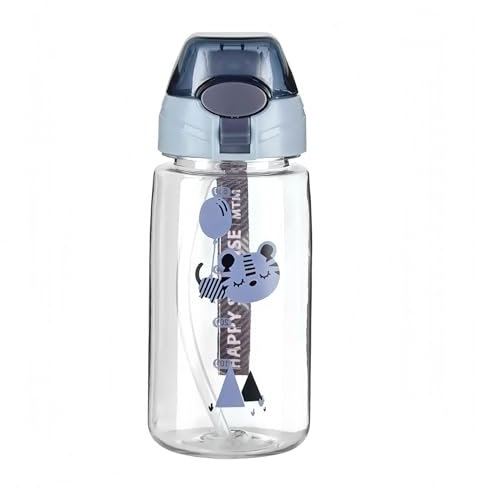 Torytoe Trinkflasche Kinder, 550ml Sport Wasserflasche mit Strohhalm, Trinkflasche Auslaufsicher Kinder, BPA-Frei, Robuste und Bruchsichere, Kindertrinkflasche für Mädchen und Jungen (Blau)