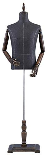 BZGPMFUD Schaufensterpuppe Männlicher Torso Körper Büsten Schneiderpuppe mit Holzarmen Jersey Puppe Dummy Modell Kleidung Realistische Anzeige