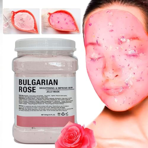 Maschera in polvere di gelatina per il viso, maschera anti-acne ringiovanente per la pelle, maschera peel-off, maschera di gelatina per professionisti, maschera viso di gelatina (Rose)