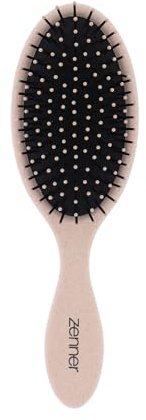 Zenner Ovale Haarbürste - Bürste aus Weizenfasern mit Nylonstiften | Nachhaltiges Entwirren mit federndem Kissen, ergonomische Form gegen Haarbruch und Ziehen, 20% Bio-Weizenanteil
